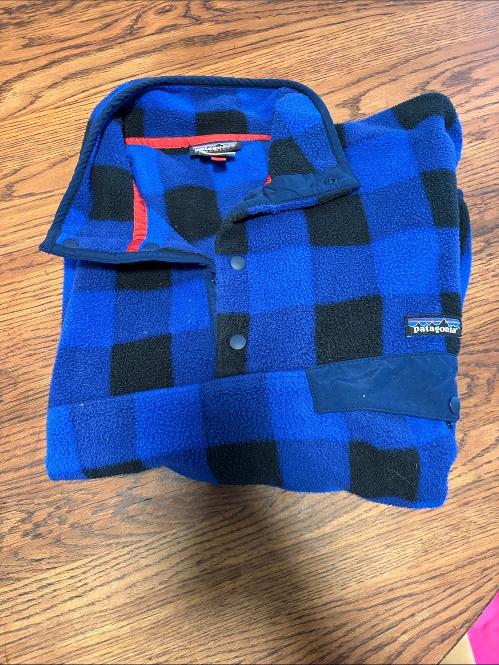 Patagonia Blue and Black buffalo plaid Zip-Up Fleece Sweater - Men's